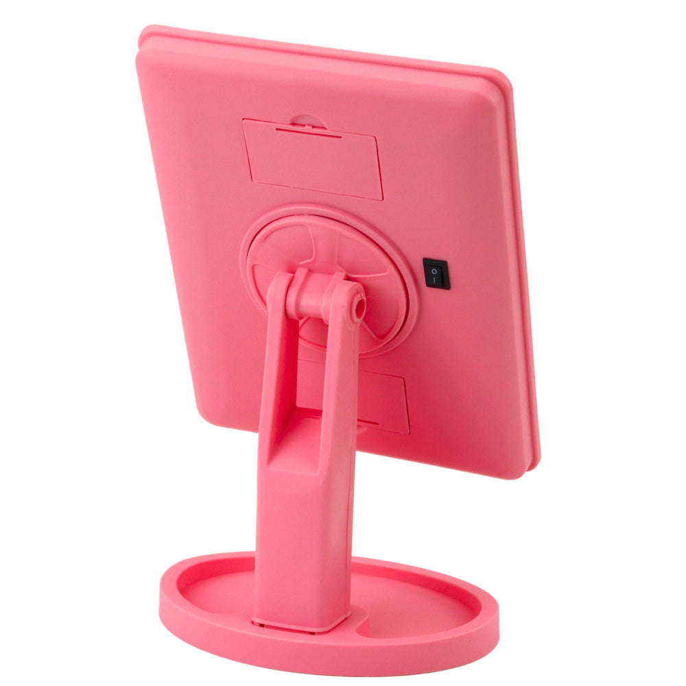 Espelho Maquilhagem LED 16 Luzes com Suporte Ajustável Rosa