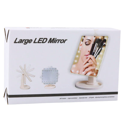 Espelho Maquilhagem LED 16 Luzes com Suporte Ajustável Rosa