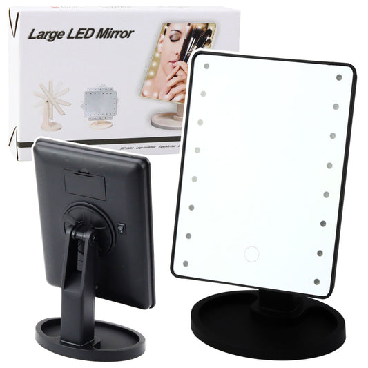 Espelho Maquilhagem LED 16 Luzes com Suporte Ajustável Preto