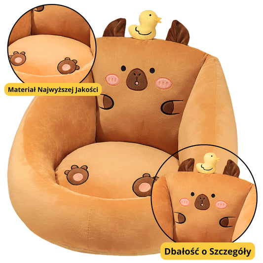 Poltrona Peluche Infantil Capivara com Pato Castanho 50x45cm