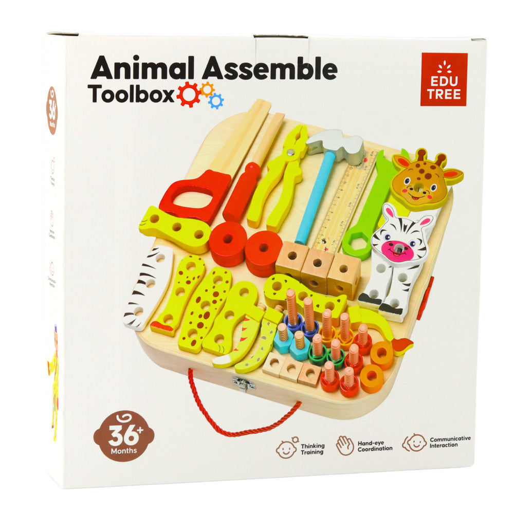 Kit Manualidades Madeira Animais para Montar Mala 59pcs