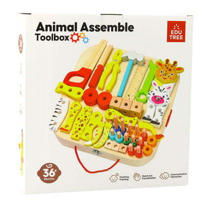 Kit Manualidades Madeira Animais para Montar Mala 59pcs