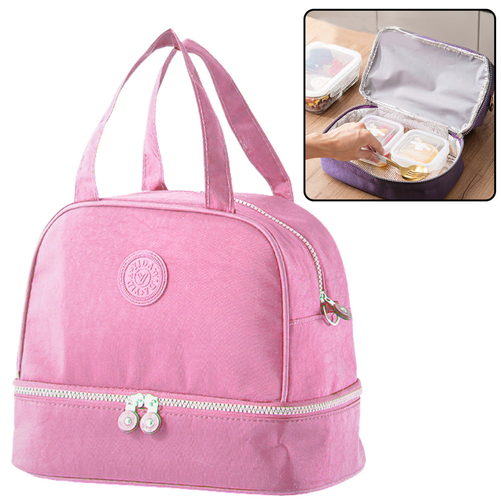 Saco Térmico Almoço com Alça Ajustável Rosa 27cm