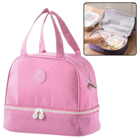 Saco Térmico Almoço com Alça Ajustável Rosa 27cm