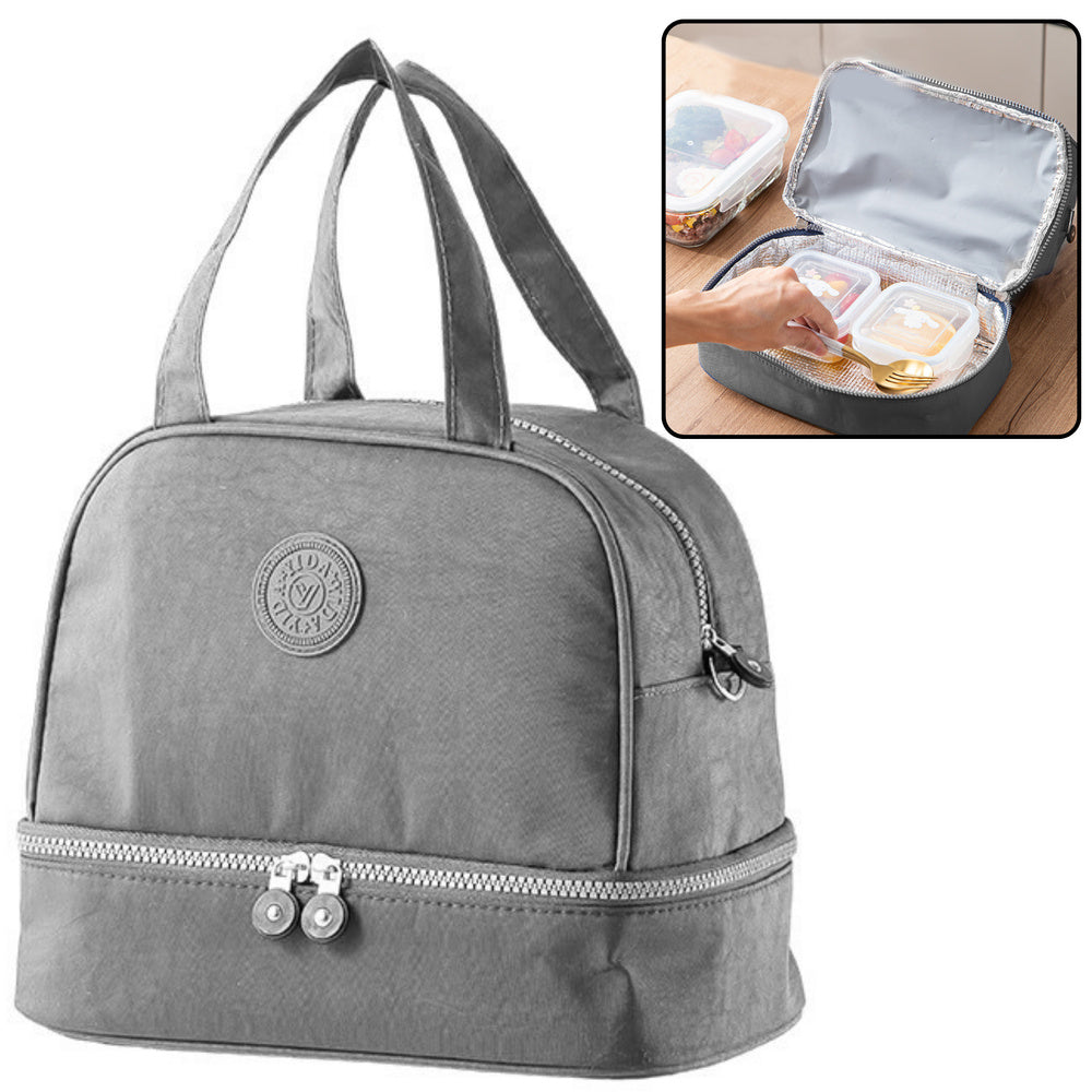 Saco Térmico Almoço com Alça Ajustável Cinza 27cm