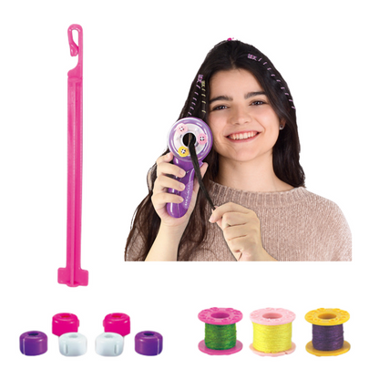 Conjunto Beleza Máquina Tranças Fios Elásticos Contas