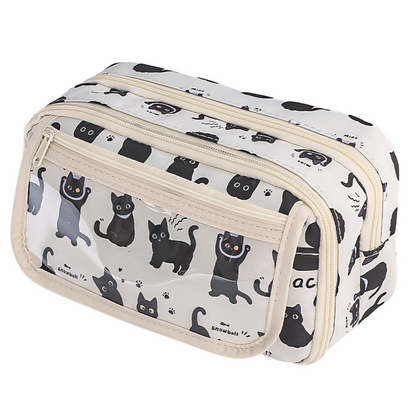 Estojo Escolar Gatos Pretos Branco 21cm