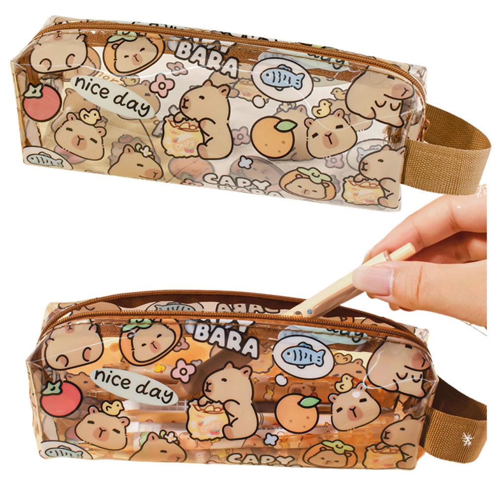 Estojo Escolar Pequeno Capivara Transparente 19cm
