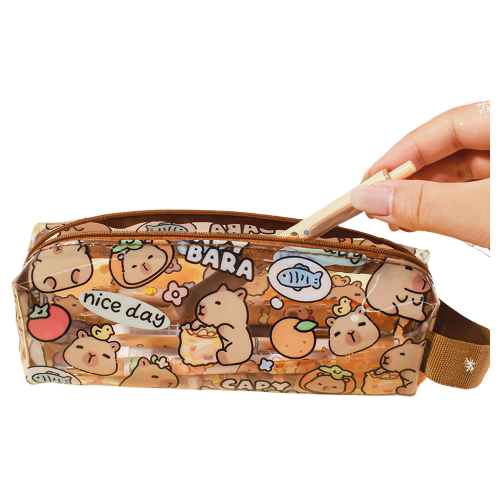 Estojo Escolar Pequeno Capivara Transparente 19cm