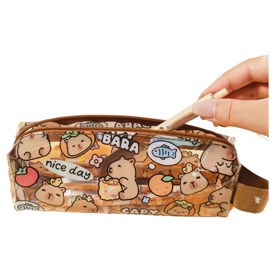 Estojo Escolar Pequeno Capivara Transparente 19cm