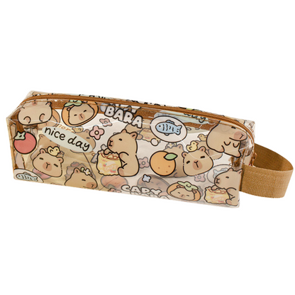 Estojo Escolar Pequeno Capivara Transparente 19cm