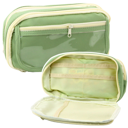Estojo Escolar Duplo Compartimento Grande Verde 22cm