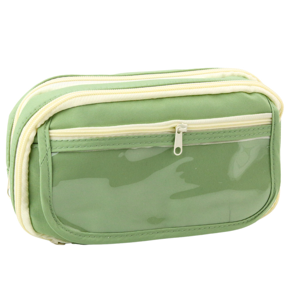 Estojo Escolar Duplo Compartimento Grande Verde 22cm
