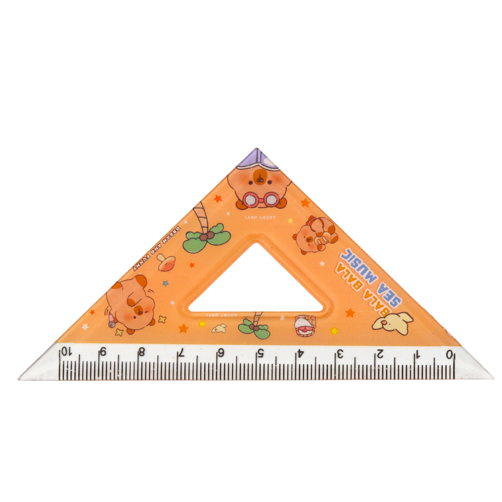 Conjunto Geometria Capivara Régua Transferidor Esquadros 4pcs