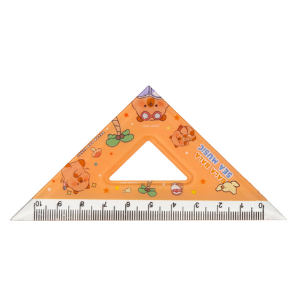 Conjunto Geometria Capivara Régua Transferidor Esquadros 4pcs
