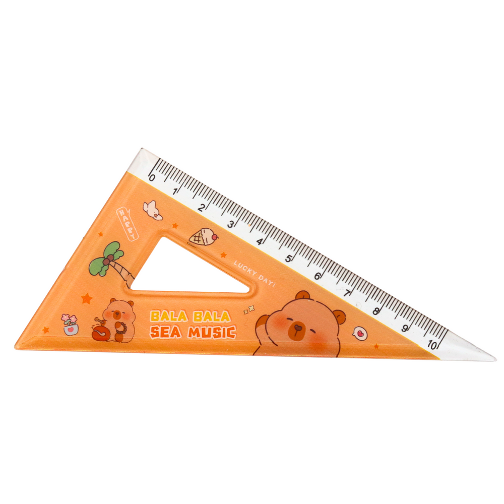 Conjunto Geometria Capivara Régua Transferidor Esquadros 4pcs