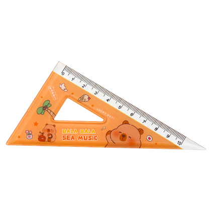 Conjunto Geometria Capivara Régua Transferidor Esquadros 4pcs