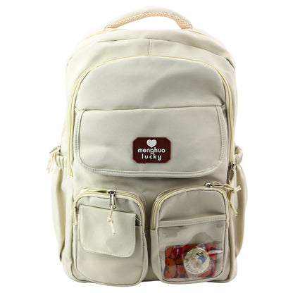 Mochila Escolar Urbana Capivara Porta-Chaves Pins Bege 25L 42cm