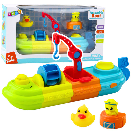 Brinquedo Banho Barco Grua Gancho Pato Tartaruga Colorido