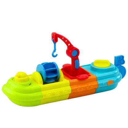 Brinquedo Banho Barco Grua Gancho Pato Tartaruga Colorido