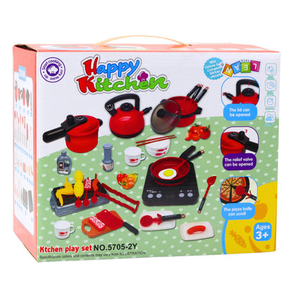 Cozinha Brinquedo com Panelas Alimentos Placa Elétrica 36pcs
