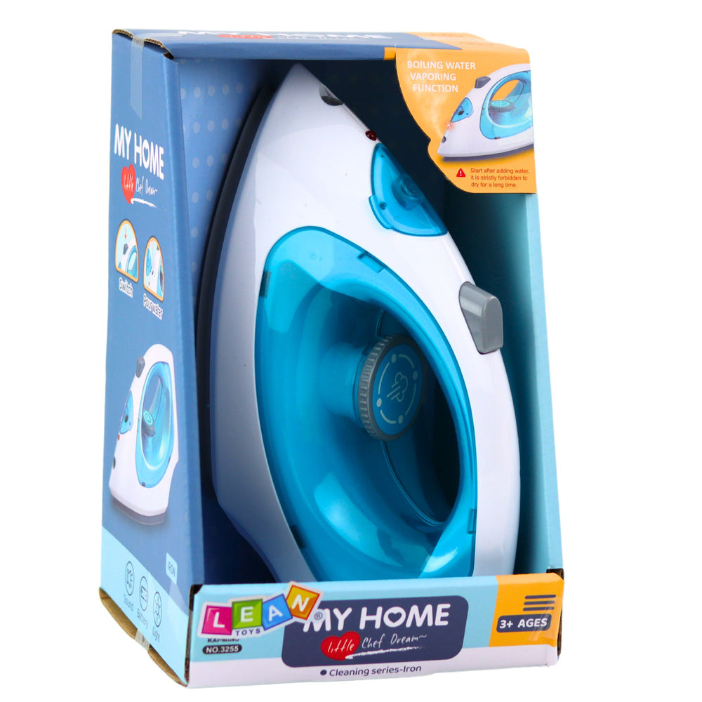 Ferro de Engomar Brinquedo Vapor Luzes Sons Azul