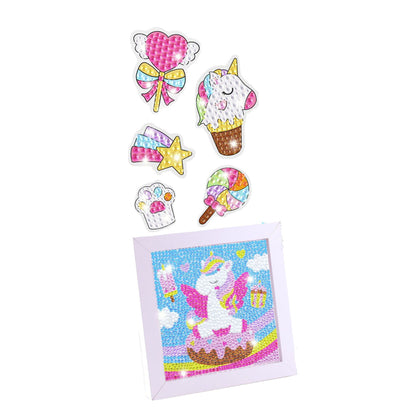 Conjunto Criativo Mosaico Diamante Porta-Chaves Unicórnios