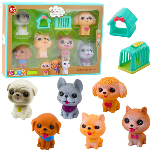 Cães Borracha com Som Transportadora 6pcs