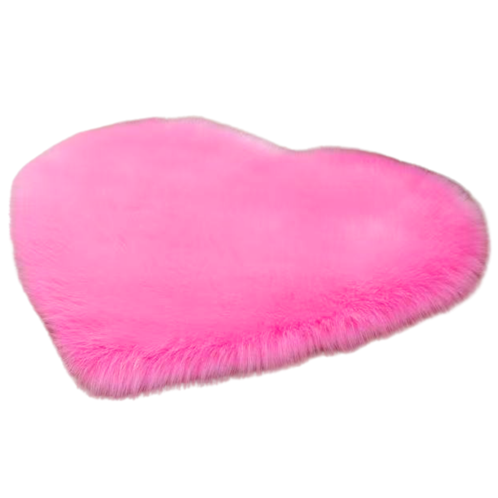 Tapete Antiderrapante Peluche Coração Rosa 40x50