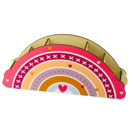 Organizador Secretária Madeira Infantil Arco-Íris Rosa