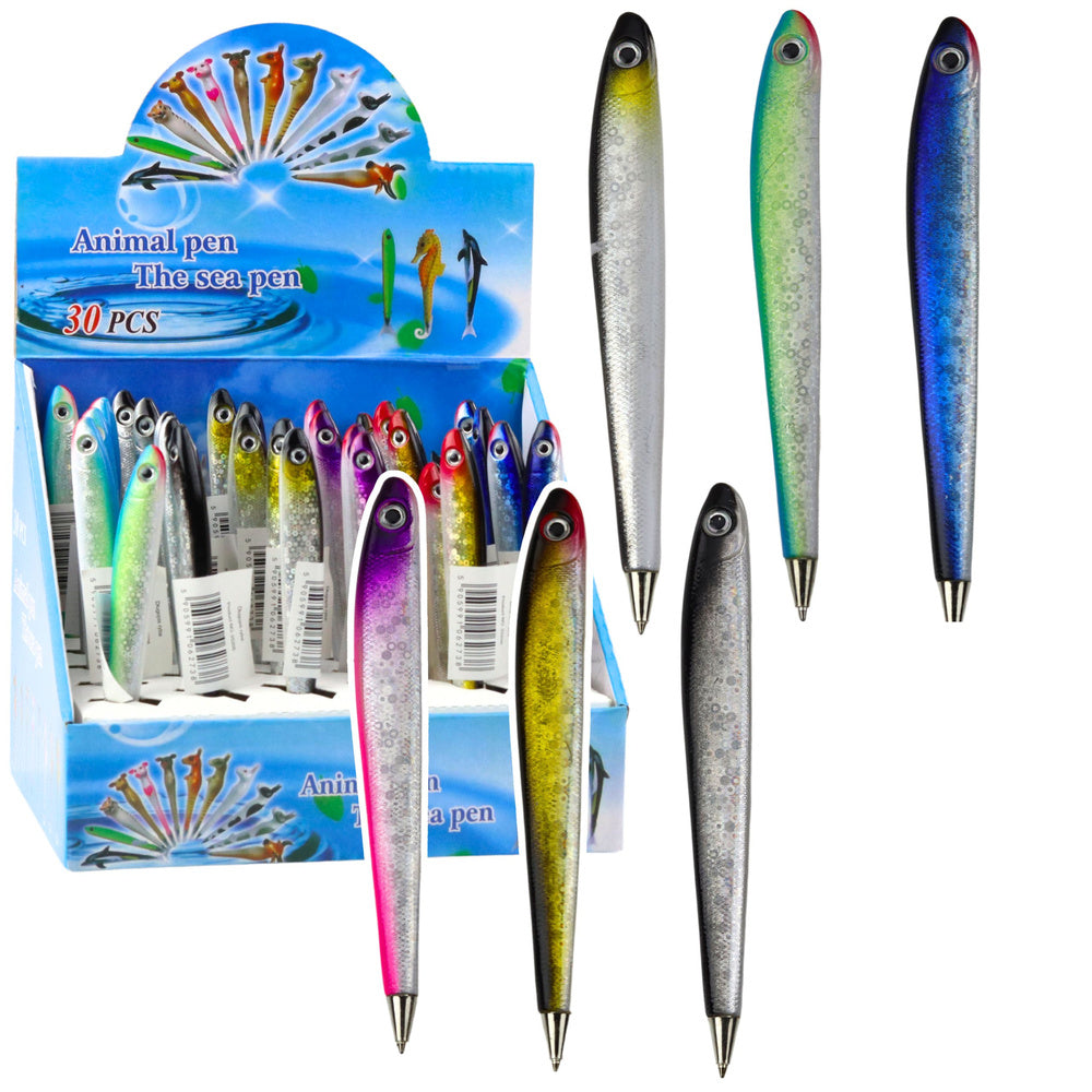 Caneta Esferográfica Peixe Brilho Azul 12.5cm (1 unidade, sortido)