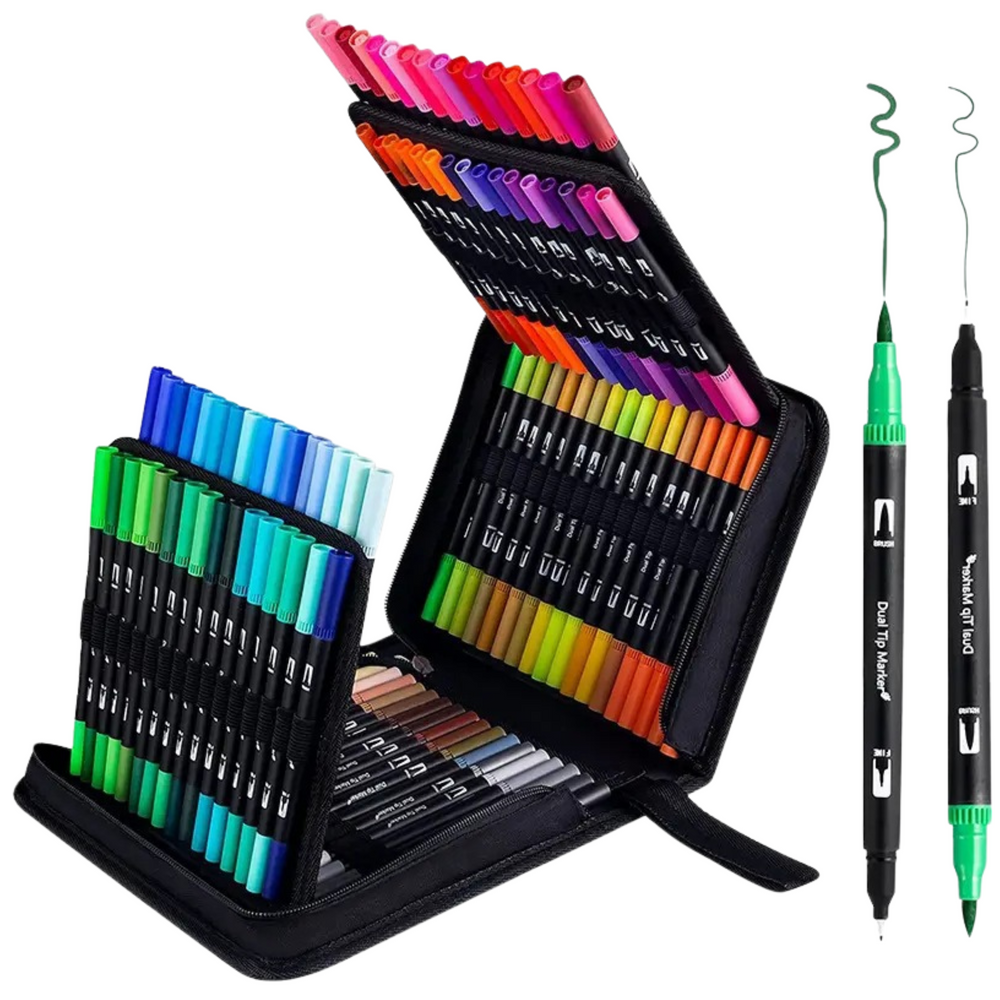 Conjunto Marcadores Dupla Face 120pcs Impermeáveis