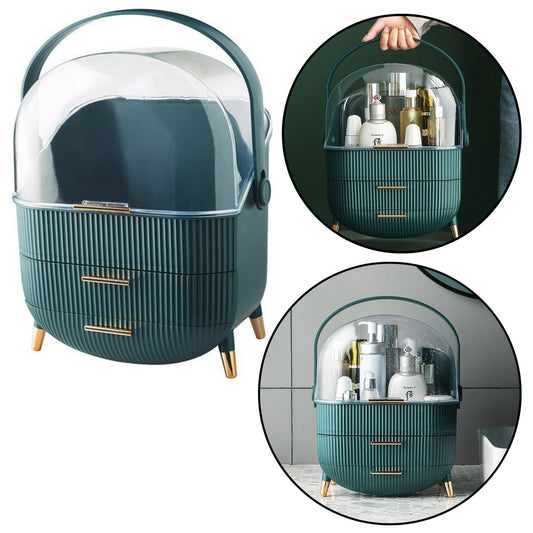 Organizador Cosméticos Tampa Transparente 2 Gavetas Verde