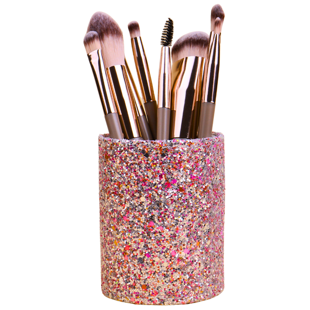 Copo Organizador Pincéis Glitter Rosa