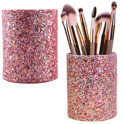 Copo Organizador Pincéis Glitter Rosa