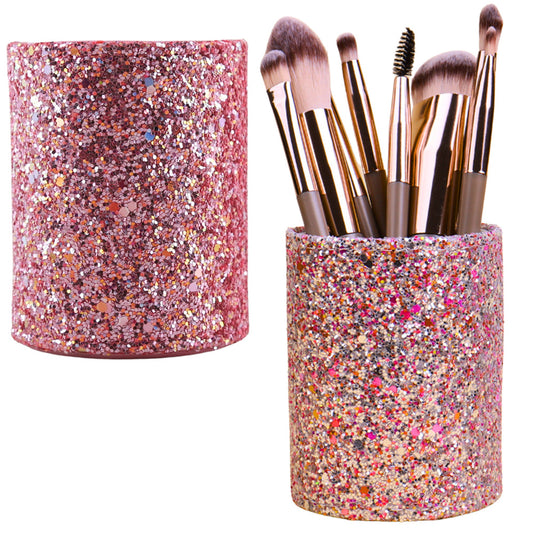 Copo Organizador Pincéis Glitter Rosa