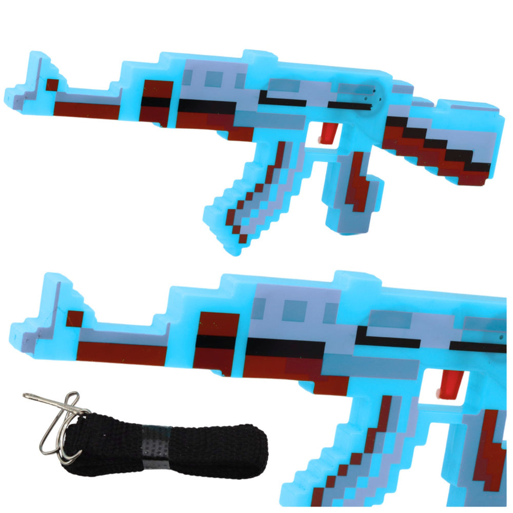 Rifle Pixel Luzes Sons Azul 39cm