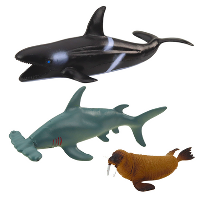 Animais Marinhos Tubarão Orca Cavalo-Marinho Lagosta Tartaruga 6pcs