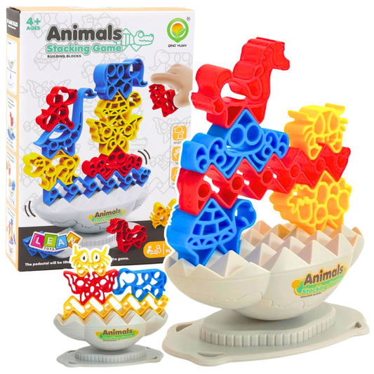 Jogo Equilíbrio Torre Animais Pedras Coloridas