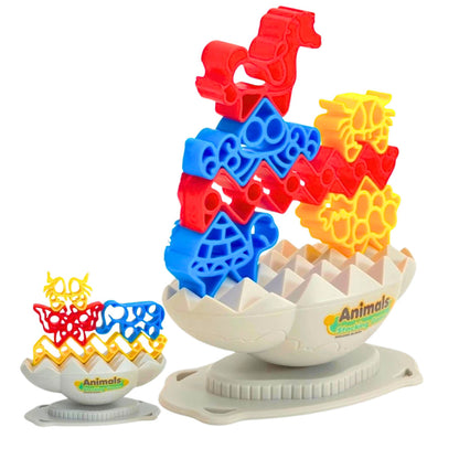 Jogo Equilíbrio Torre Animais Pedras Coloridas