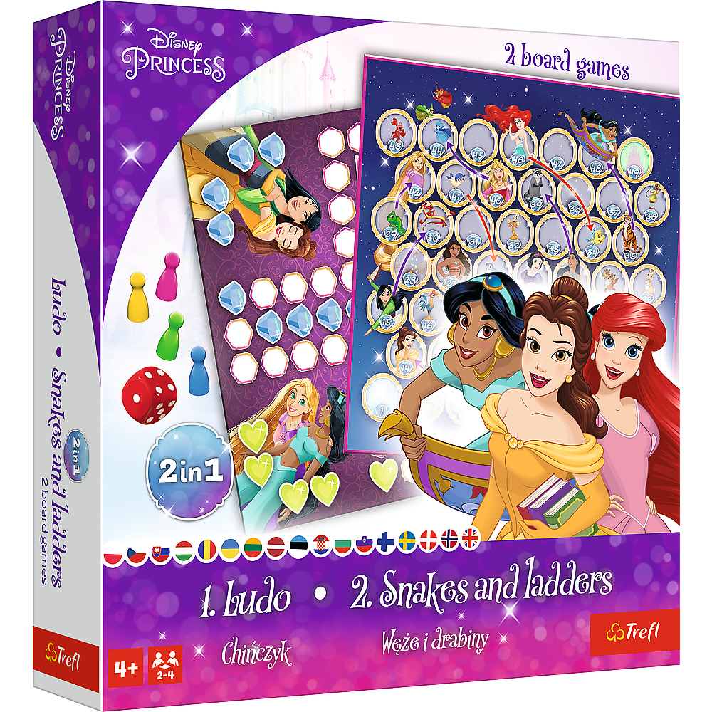 Jogo 2 em 1 Ludo e Escadas Princesas Disney Trefl