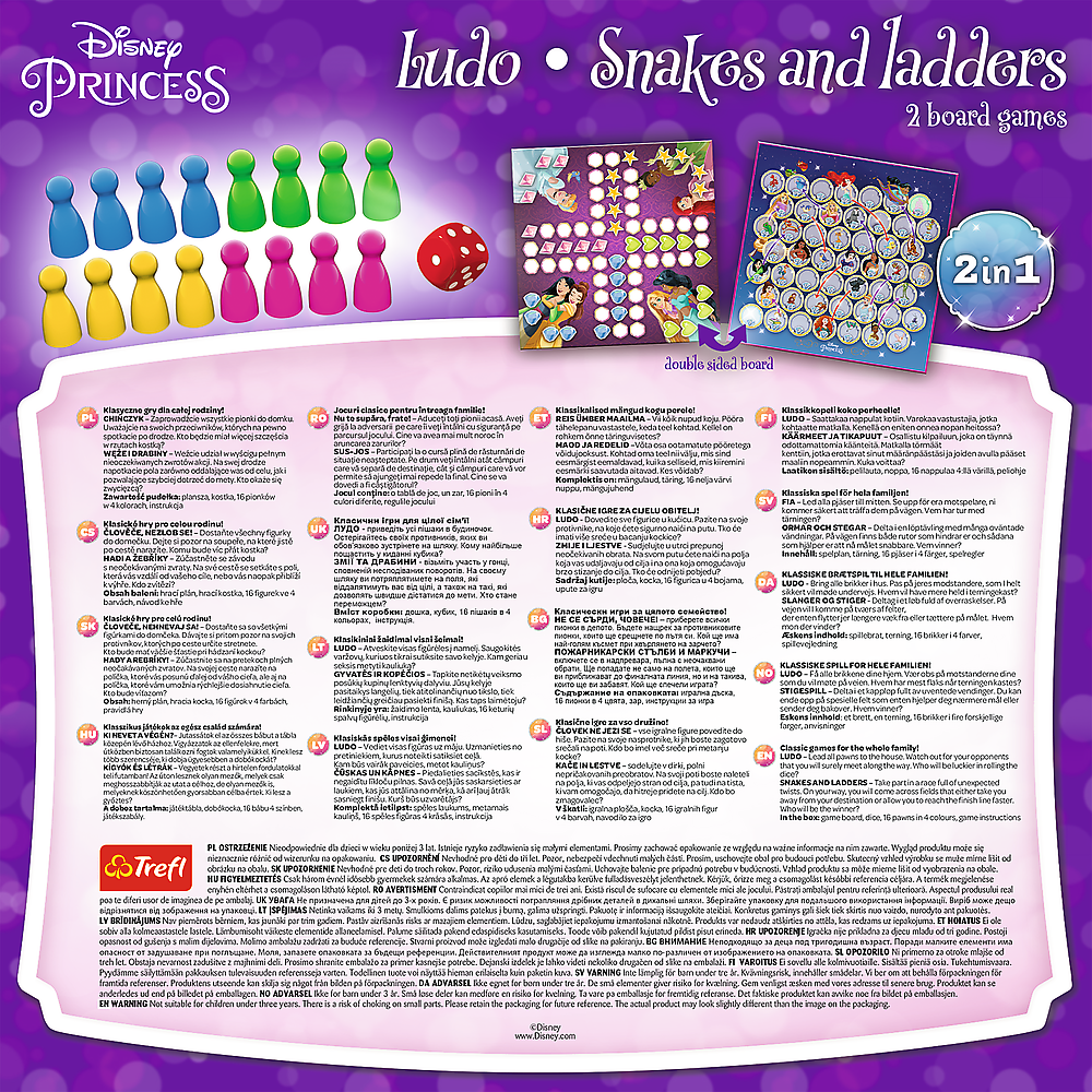 Jogo 2 em 1 Ludo e Escadas Princesas Disney Trefl