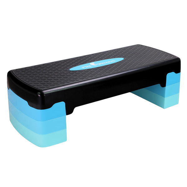 Step aeróbico ajustável 3 níveis 67 x 27 cm azul