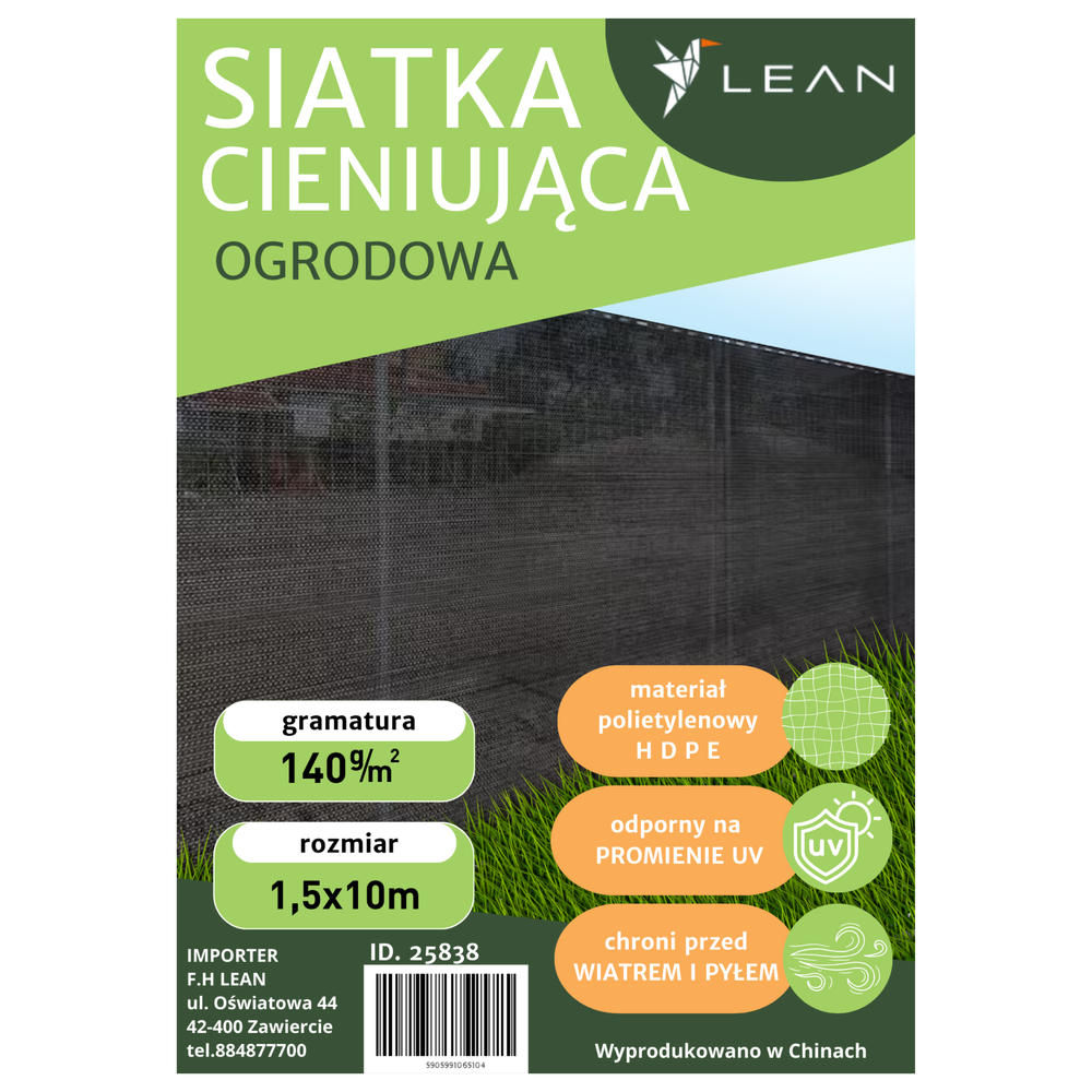 Rede Sombreamento Jardim Vedação Cinza 1.5x10m 140g/m²