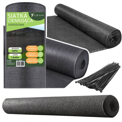 Rede Sombreamento Jardim Vedação Cinza 1.5x25m 140g/m²