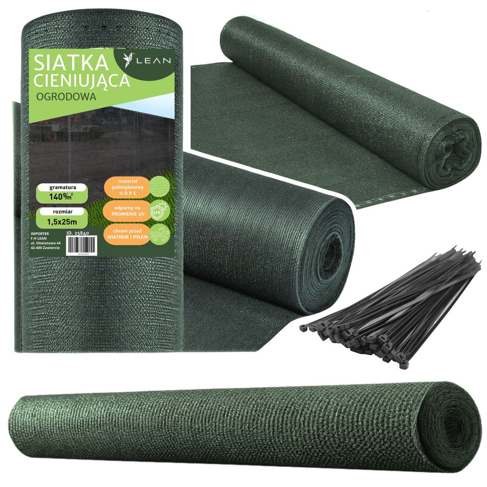 Rede Sombreamento Jardim Vedação Verde 1.5x25m 140g/m²
