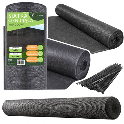 Rede Sombreamento Jardim Vedação Cinza 1.5x50m 140g/m²