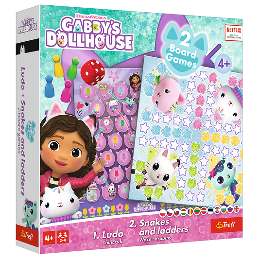 Jogo 2 em 1 Ludo e Escadas Gabby’s Dollhouse Trefl