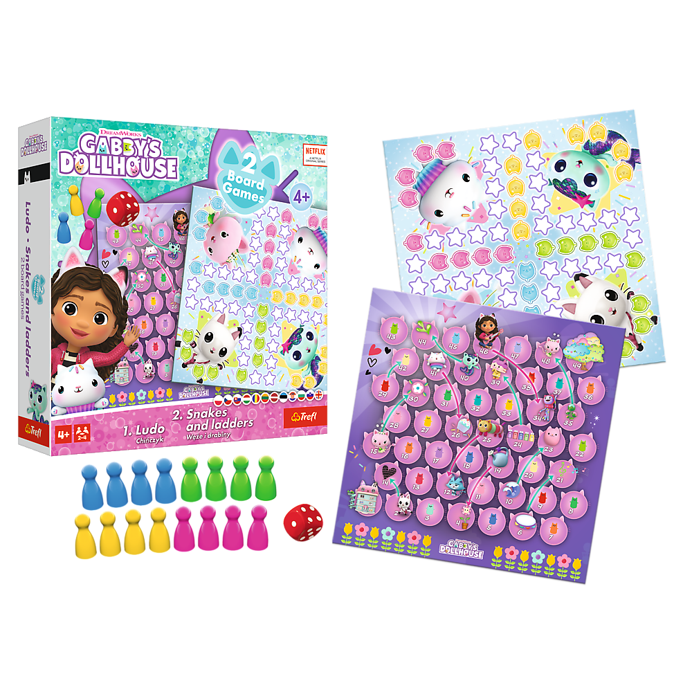 Jogo 2 em 1 Ludo e Escadas Gabby’s Dollhouse Trefl