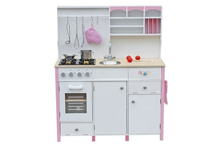 Cozinha madeira infantil rosa branco Paula